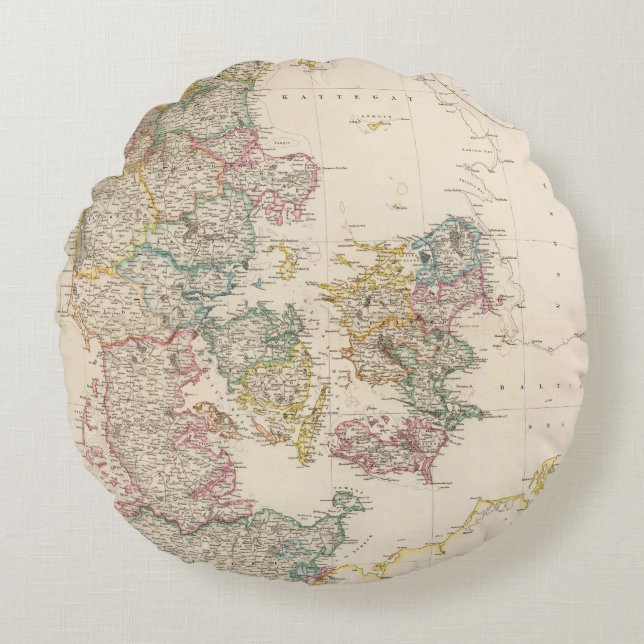 Cojín Redondo Dinamarca con el mapa de inserción de Islandia (Anverso)