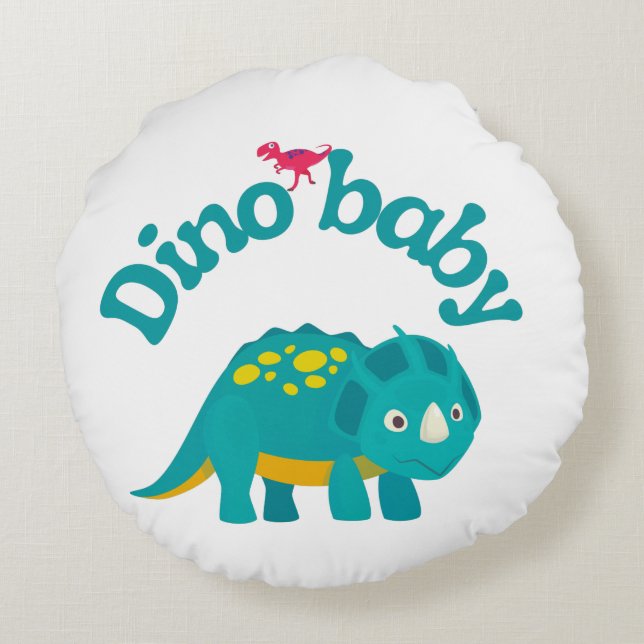 Cojín Redondo Dino bebé dinosaurio diseño baby bodysuit (Reverso)