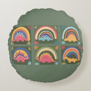 Cojín Redondo Dinosaurio lindo, marina adorna patrón de dinosaur