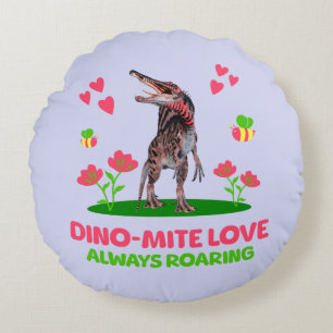 Cojín Redondo Dinosaurio lindo para el día de San Valentín para