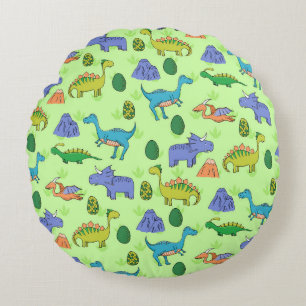 Cojín Redondo Dinosaurios Cuidados, Estilo Personalizado.