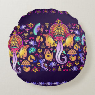 Cojín Redondo Dios hindú de Ganesh: La Seamless festiva