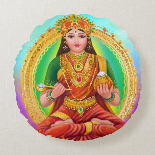 Cojín Redondo Diosa de Annapoorna (Anverso)