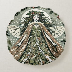 Cojín Redondo Diosa de Yule Solsticio de Invierno