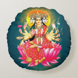 Cojín Redondo Diosa Gayatri Devi Deity Hindu