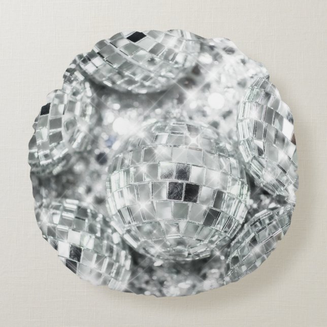 Cojín Redondo Disco Balls Glam #1 #retro #wall #art (Anverso)