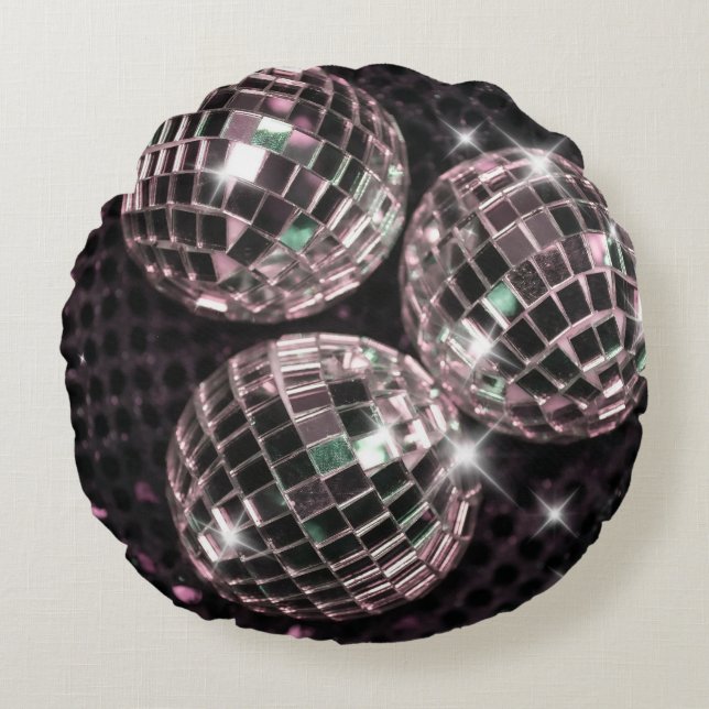 Cojín Redondo Disco Balls Glam #8 #retro #wall #art (Anverso)