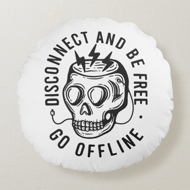 Cojín Redondo Disconnect and Be Free (Anverso)