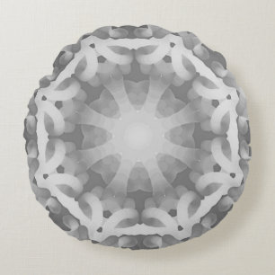 Cojín Redondo Diseño abstracto de blanco gris negro