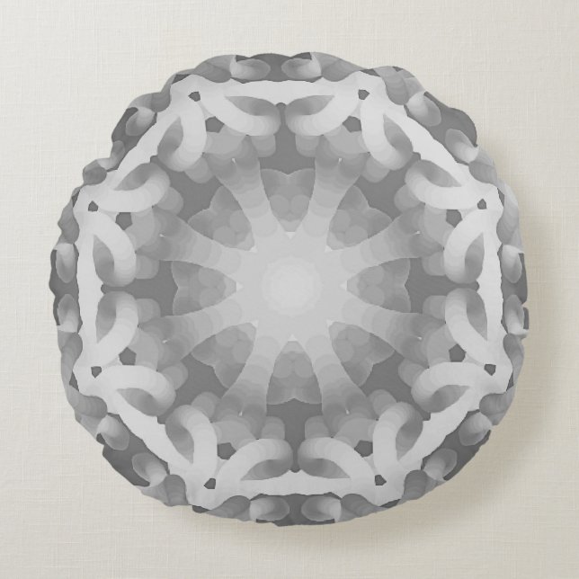Cojín Redondo Diseño abstracto de blanco gris negro (Anverso)