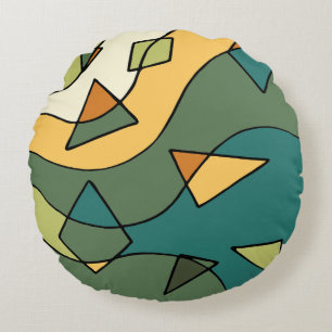 Cojín Redondo diseño abstracto vintage dibujado a mano