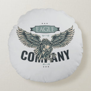 Cojín Redondo Diseño Americano de la Compañía del Águila Retro