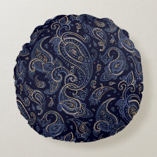 Cojín Redondo Diseño Art Nouveau de Denim Floral