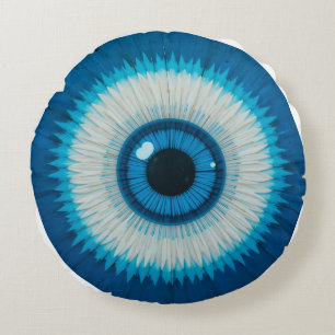 Cojín Redondo Diseño Artístico de Ojo Malo Azul