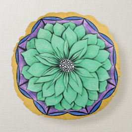 Cojín Redondo Diseño AZUL del POINSETTIA