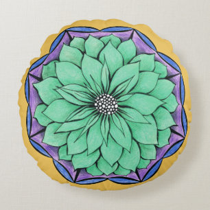 Cojín Redondo Diseño AZUL del POINSETTIA