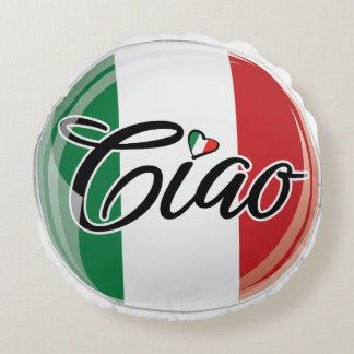 Cojín Redondo Diseño cardíaco de la bandera italiana de Ciao