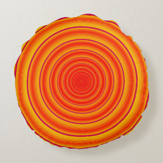 Cojín Redondo Diseño circular anaranjado brillante