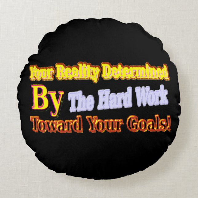 Cojín Redondo Diseño Cuto De Arte Sobre "Tu Realidad". Comprar (Anverso)