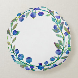 Cojín Redondo Diseño de arándano azul acuático