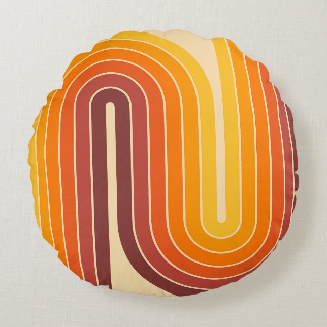 Cojín Redondo Diseño de arco doble geométrico retro (Anverso)