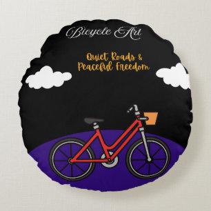 Cojín Redondo Diseño de Arte de Bicicleta Minimalista