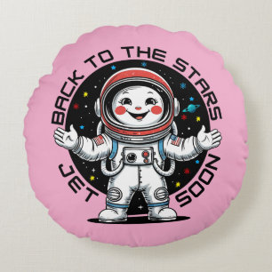 Cojín Redondo Diseño de astronauta lindo de vuelta a las estrell