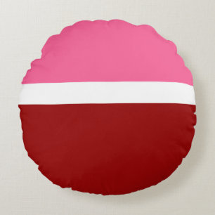 Cojín Redondo Diseño de bloques de color rojo rosado
