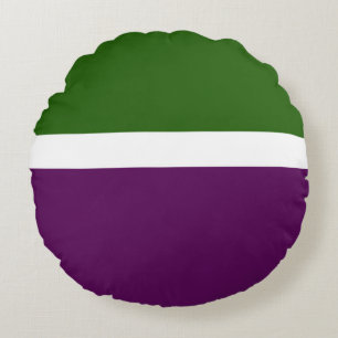 Cojín Redondo Diseño de bloques de color verde blanco morado