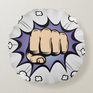 Cojín Redondo Diseño de burbujas cómicas de arte pop. Ilustracio