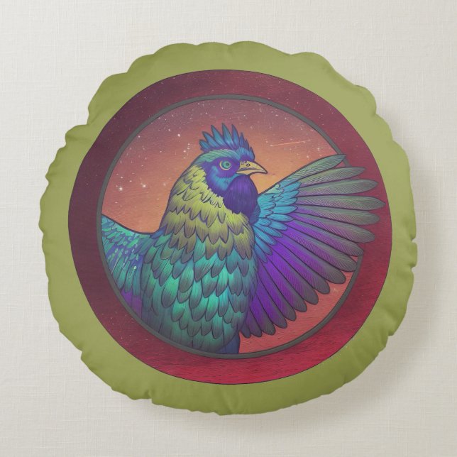 Cojín Redondo diseño de círculo de pollo (Anverso)