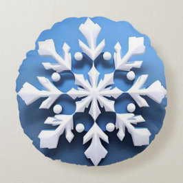 Cojín Redondo Diseño de copo de nieve 3D elegante