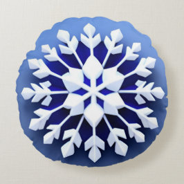 Cojín Redondo Diseño de copo de nieve 3D elegante