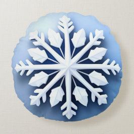 Cojín Redondo Diseño de copo de nieve 3D elegante