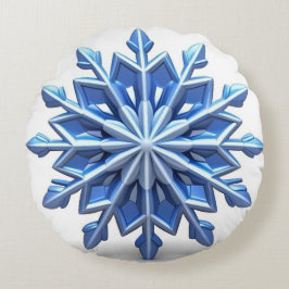 Cojín Redondo Diseño de copo de nieve 3D elegante