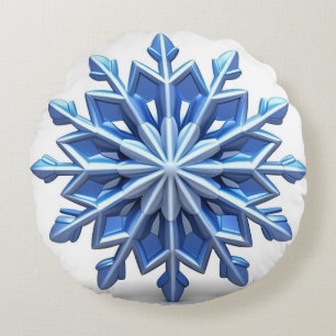 Cojín Redondo Diseño de copo de nieve 3D elegante