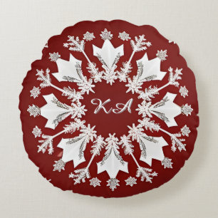 Cojín Redondo Diseño de copo de nieve de Navidad