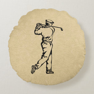Cojín Redondo Diseño de cuero de golfista deportivo