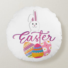 COJÍN REDONDO DISEÑO DE DÍA DE PASCUA FELIZ