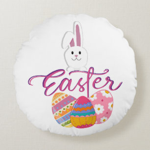 COJÍN REDONDO DISEÑO DE DÍA DE PASCUA FELIZ