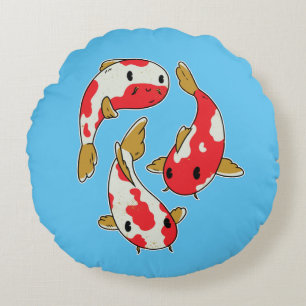 Cojín Redondo Diseño de dibujos animados de hermosos peces Koi