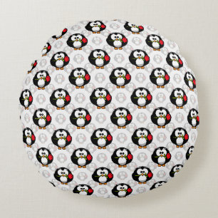 Cojín Redondo Diseño de estampado de superficie de pingüino lind