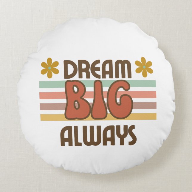 Cojín Redondo Diseño de estilo sencillo de los años 70 (Anverso)