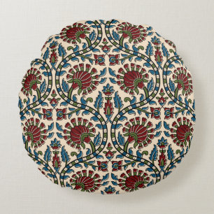 Cojín Redondo diseño de fondo de impresión ajrakh de bloque de m