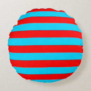 Cojín Redondo Diseño de franjas rojas y azules