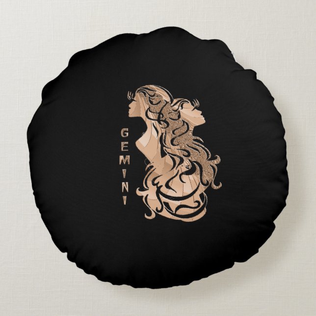 Cojín Redondo Diseño de Gemini Zodiac (Reverso)