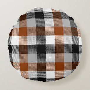 Cojín Redondo Diseño de Gingham Black Twill Gingham