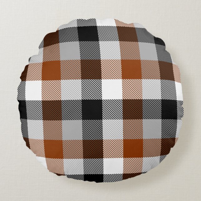 Cojín Redondo Diseño de Gingham Black Twill Gingham (Anverso)