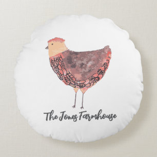 Cojín Redondo Diseño de granja de moscas de pollo personalizadas