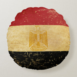 Cojín Redondo Diseño de grunge de la bandera egipcia
